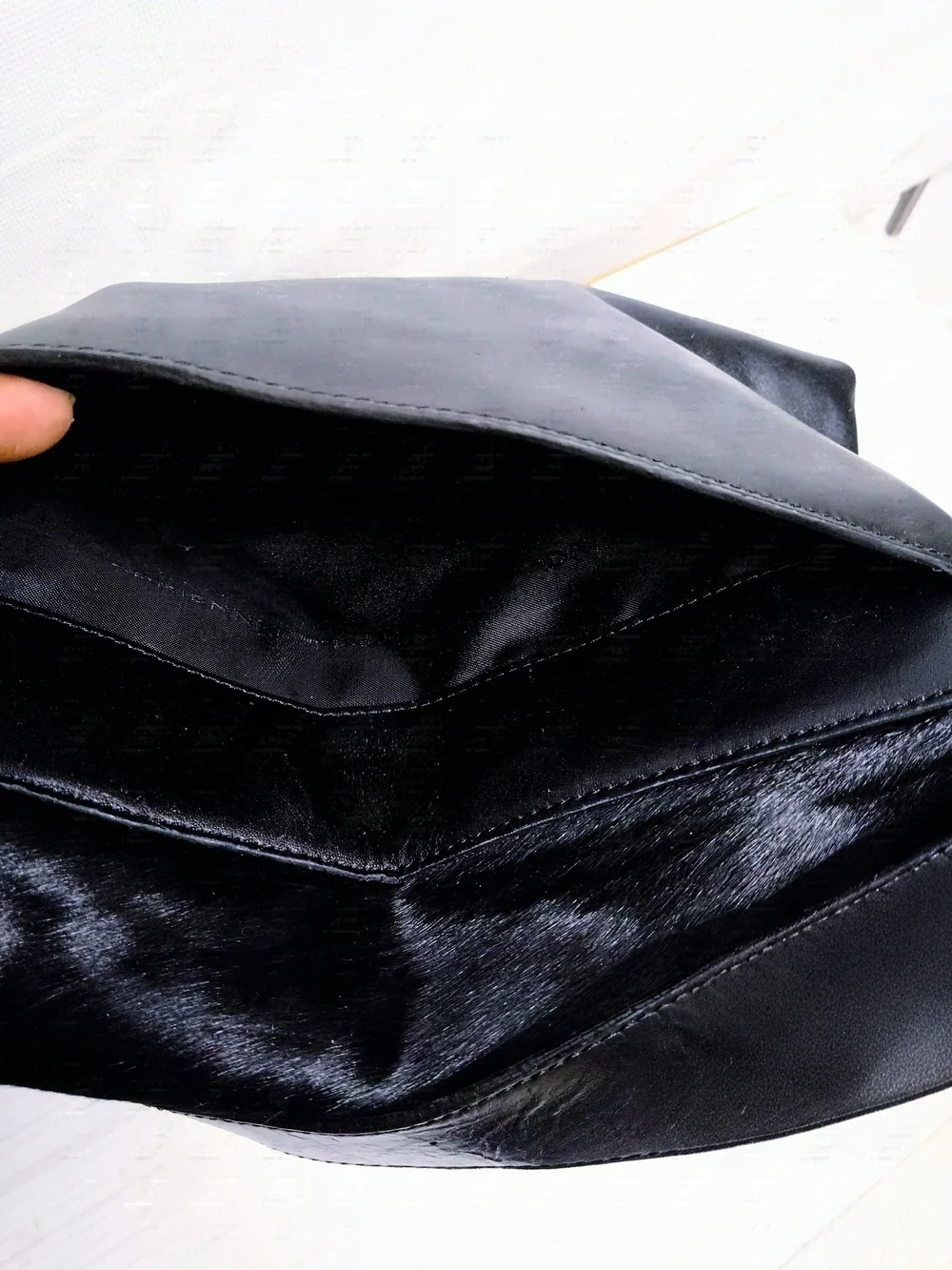 Black Leather and Haircalf Shoulder Bag with Gold Hardware From Adrienne Vittadi